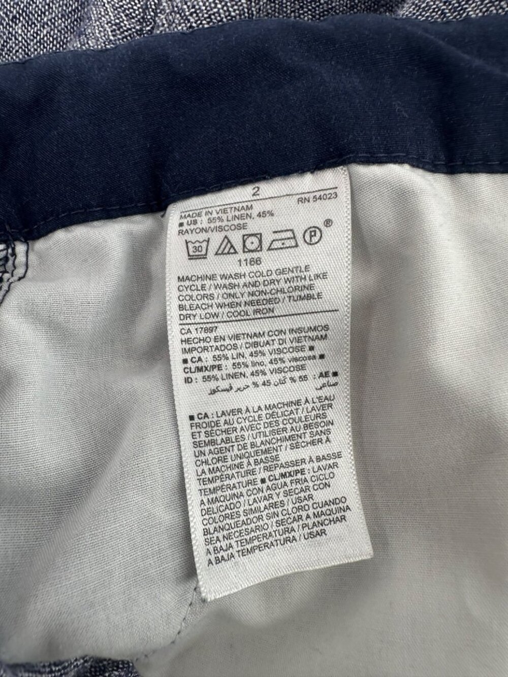 Old Navy Navy Blue Linen Blend Herringbone Shorts 2 Cuffed Summer Coastal - Picture 7 of 7